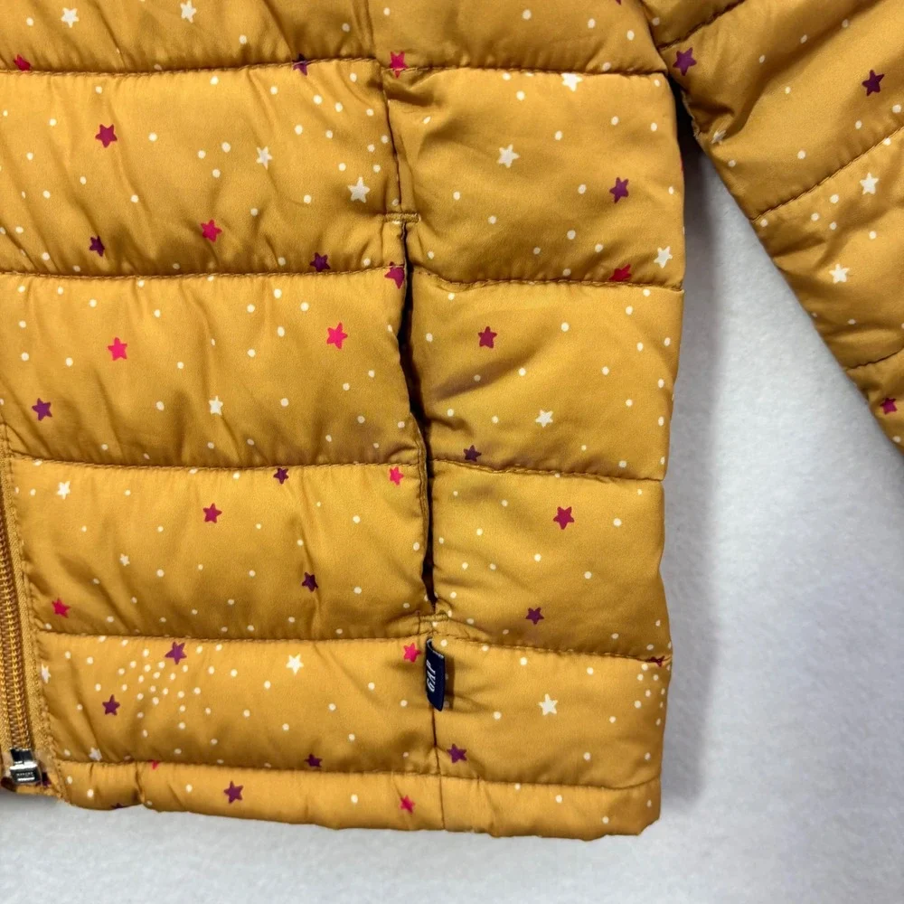 Baby Gap Puffer Jacket Kids Size 5 Years Yellow Star Print ColdControl Hooded
